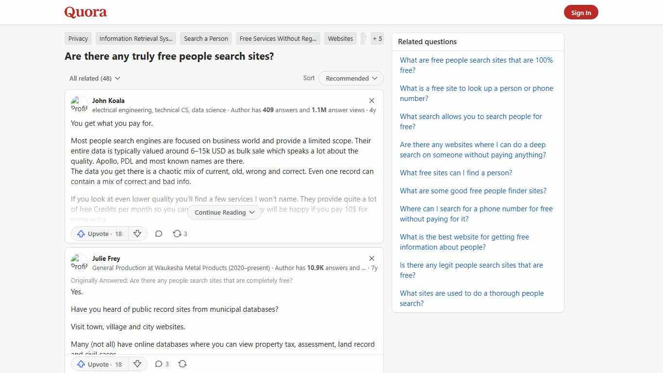 Are there any truly free people search sites? - Quora